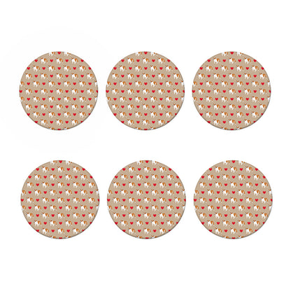Love English Bulldog Pattern Print Coaster Set