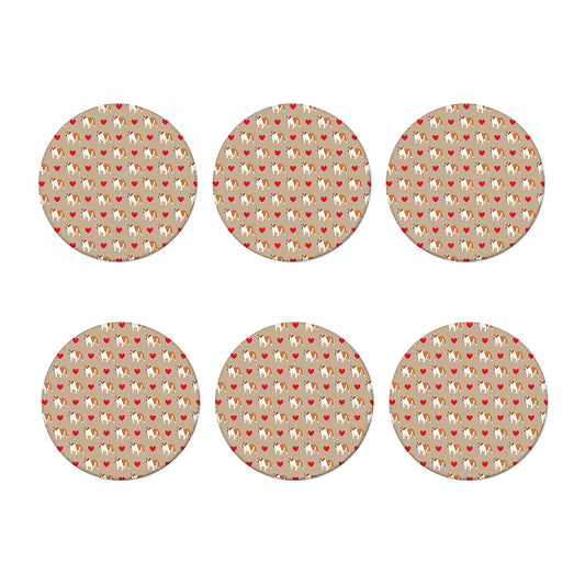 Love English Bulldog Pattern Print Coaster Set