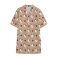 Love English Bulldog Pattern Print Cotton Hawaiian Shirt