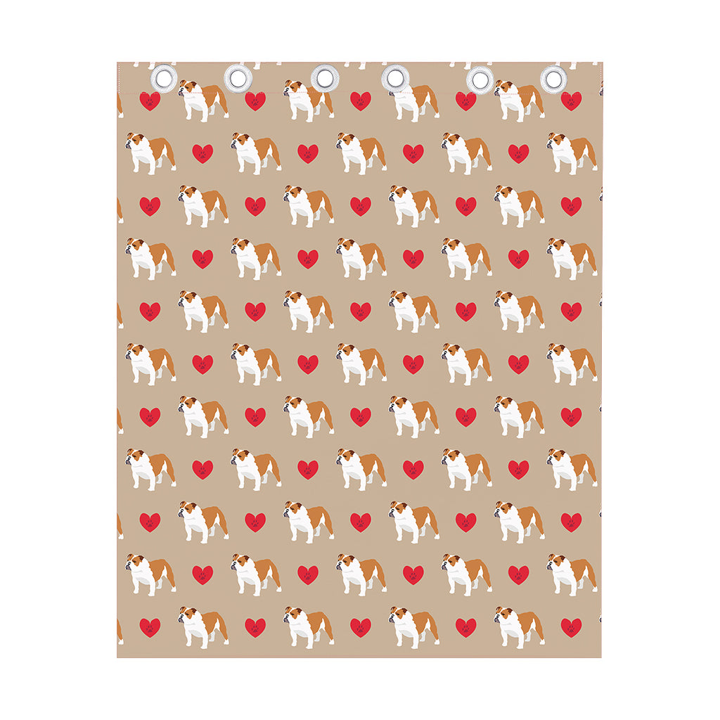 Love English Bulldog Pattern Print Curtain