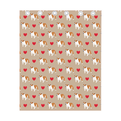 Love English Bulldog Pattern Print Curtain
