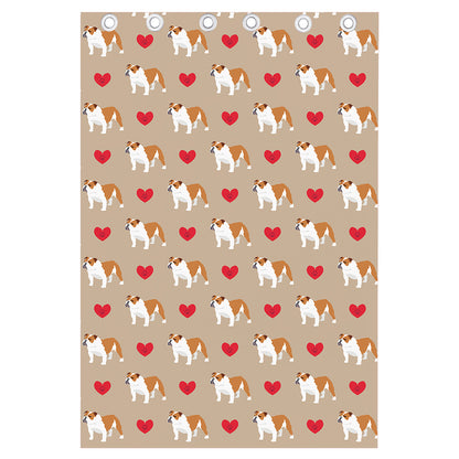 Love English Bulldog Pattern Print Curtain