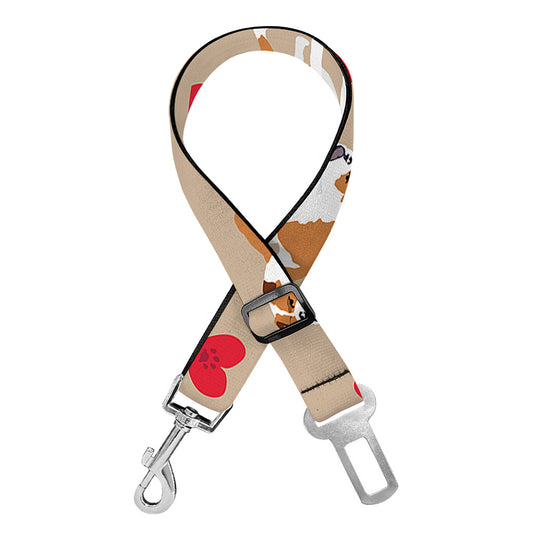 Love English Bulldog Pattern Print Dog Seat Belt