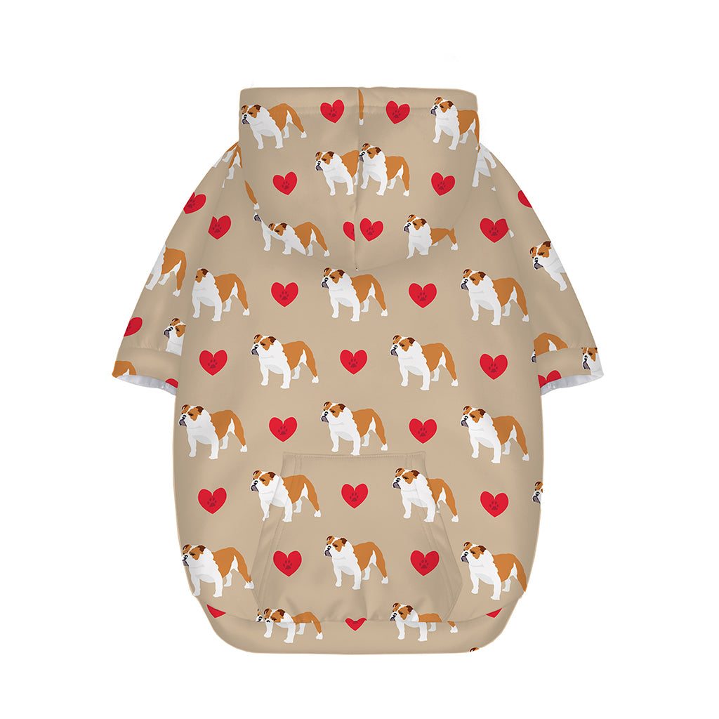 Love English Bulldog Pattern Print Dog Zip Up Hoodie