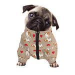 Love English Bulldog Pattern Print Dog Zip Up Jacket
