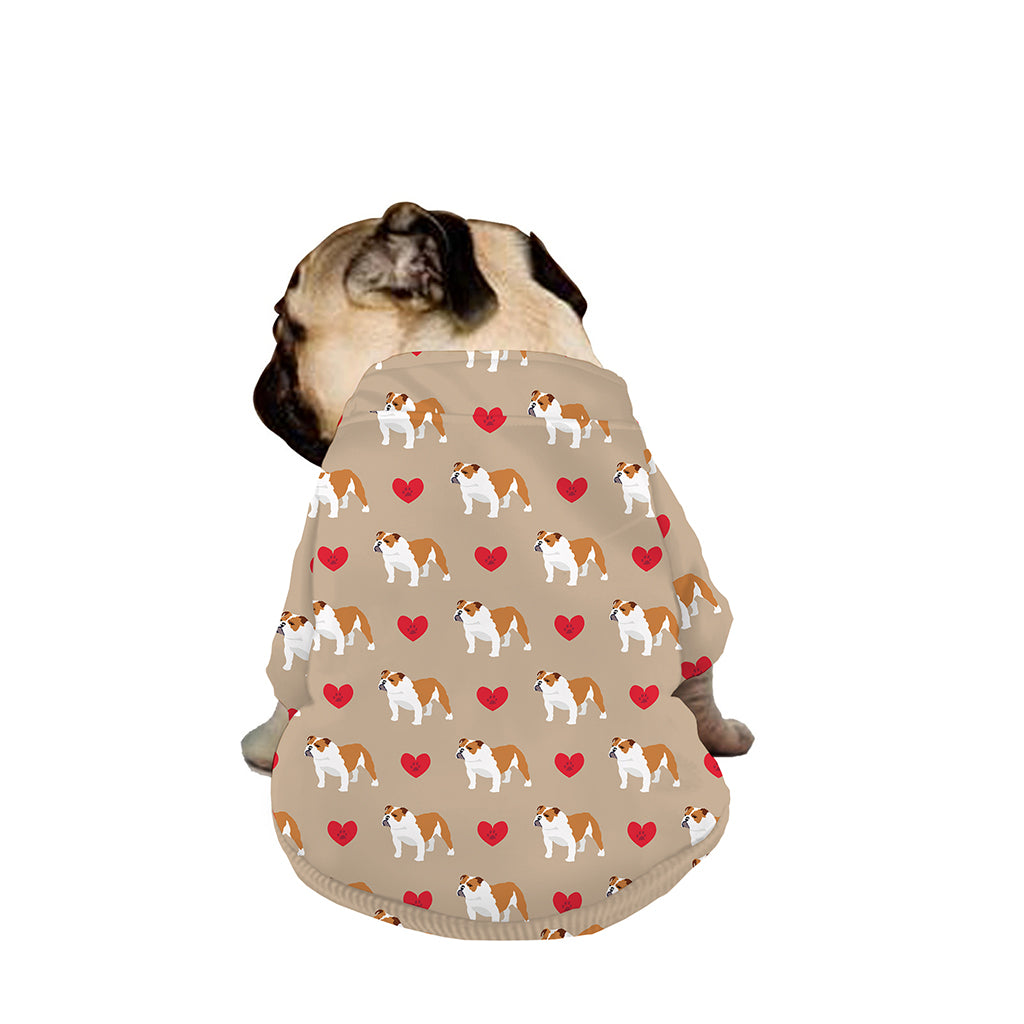 Love English Bulldog Pattern Print Dog Zip Up Jacket