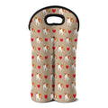 Love English Bulldog Pattern Print Double Neoprene Wine Tote