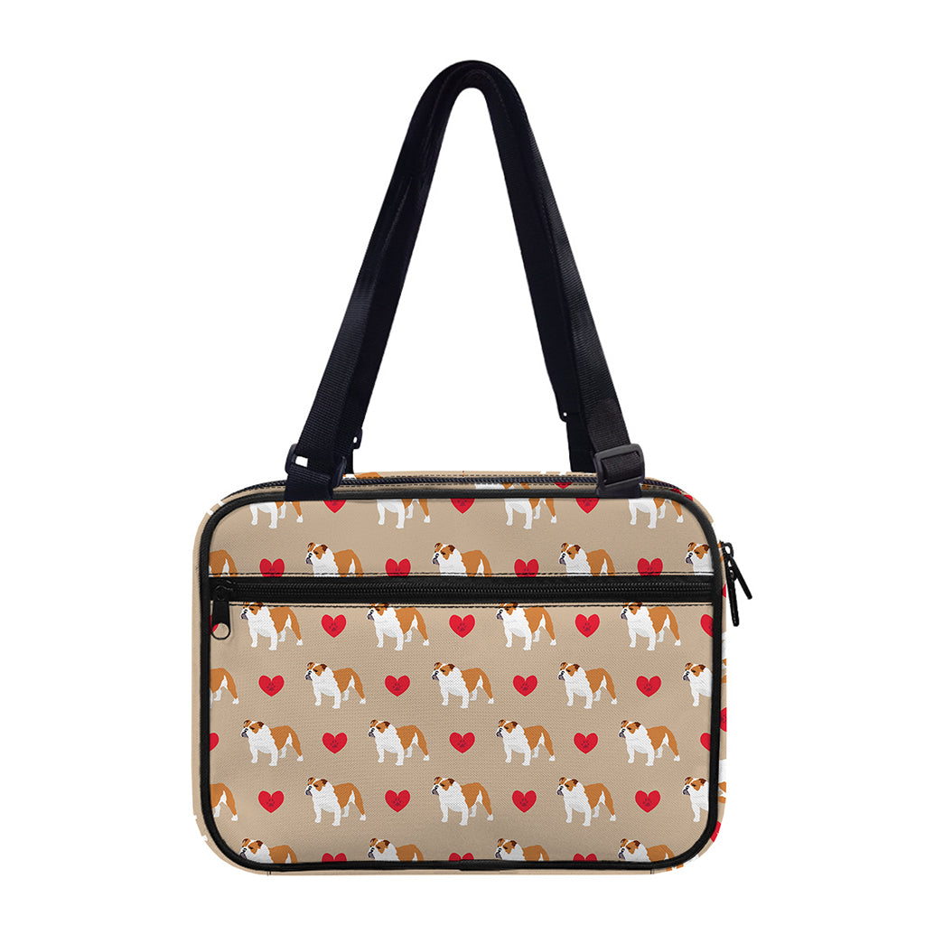 Love English Bulldog Pattern Print Double Strap Bible Bag