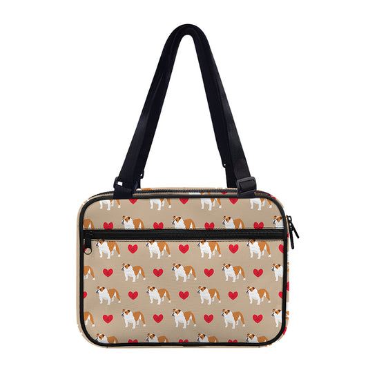Love English Bulldog Pattern Print Double Strap Bible Bag