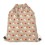 Love English Bulldog Pattern Print Drawstring Bag