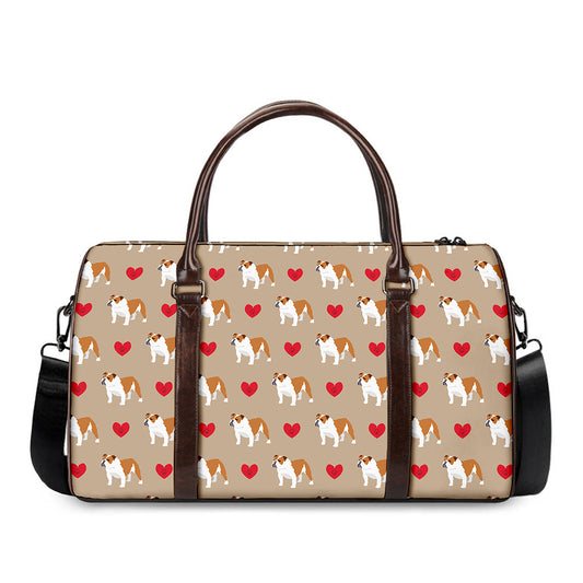 Love English Bulldog Pattern Print Duffle Bag