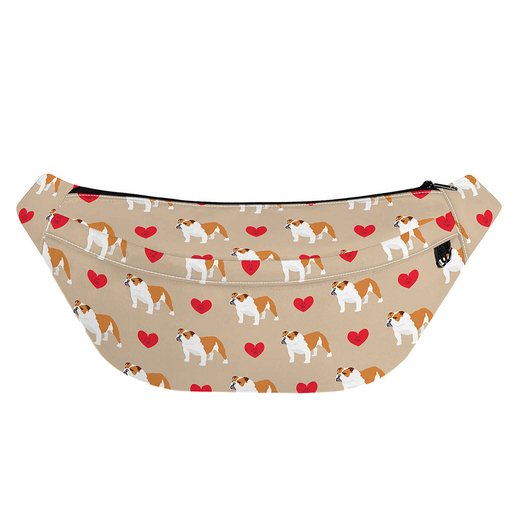 Love English Bulldog Pattern Print Fanny Pack