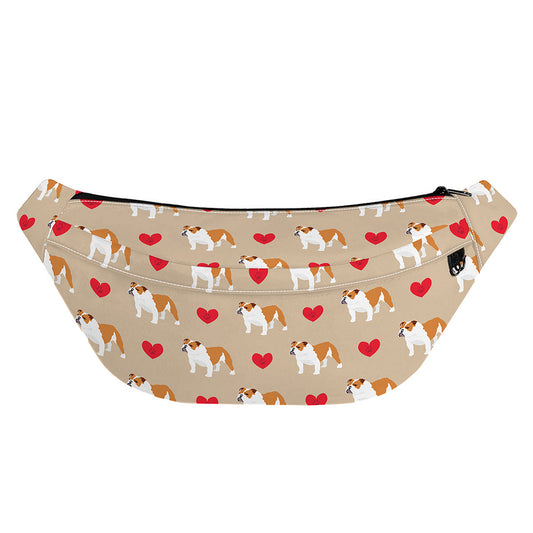 Love English Bulldog Pattern Print Fanny Pack
