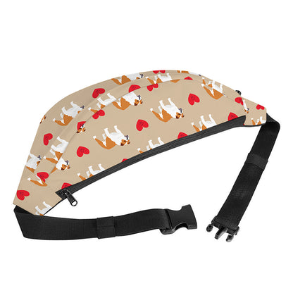 Love English Bulldog Pattern Print Fanny Pack