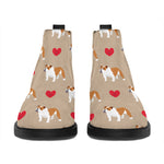 Love English Bulldog Pattern Print Flat Ankle Boots