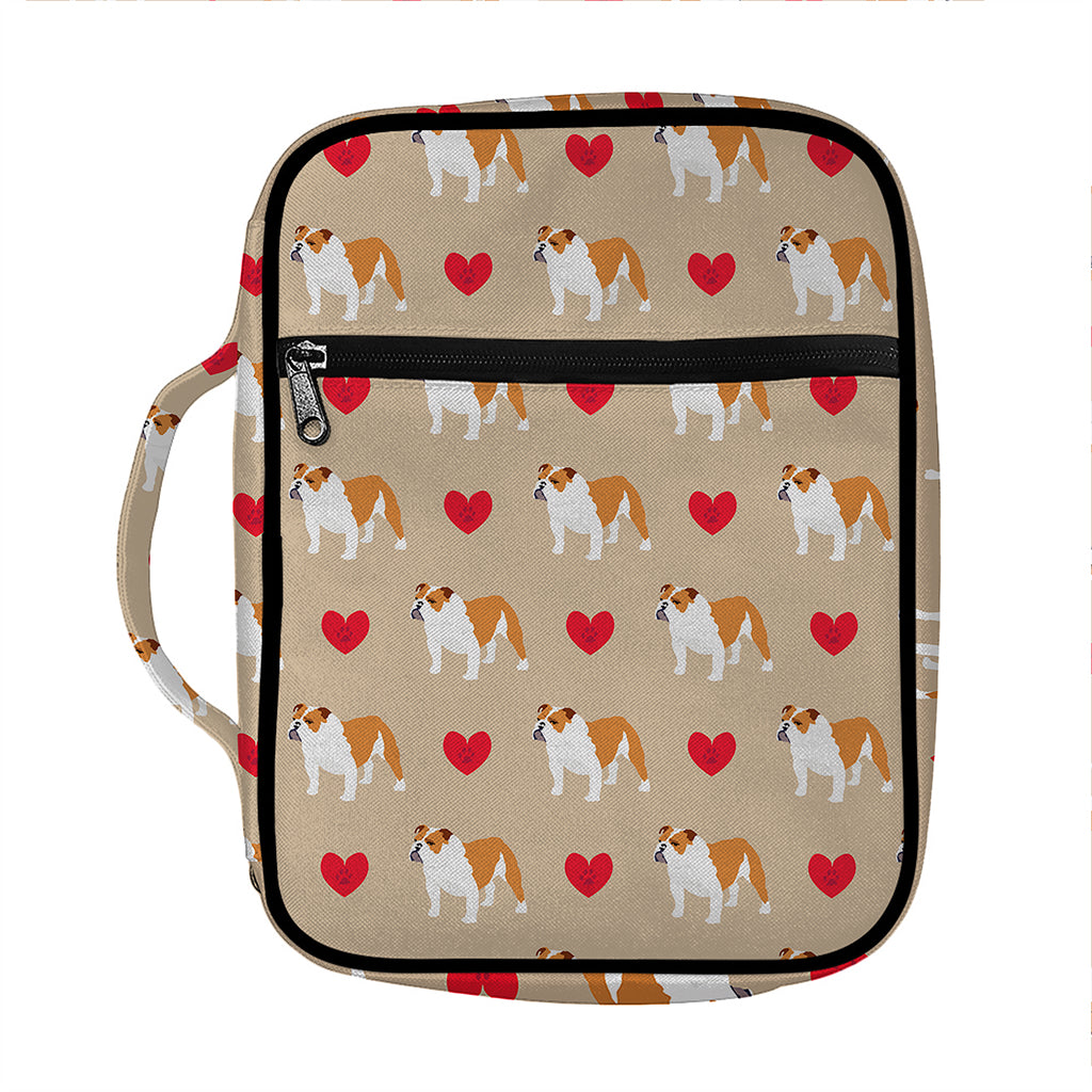 Love English Bulldog Pattern Print Front Pocket Bible Bag