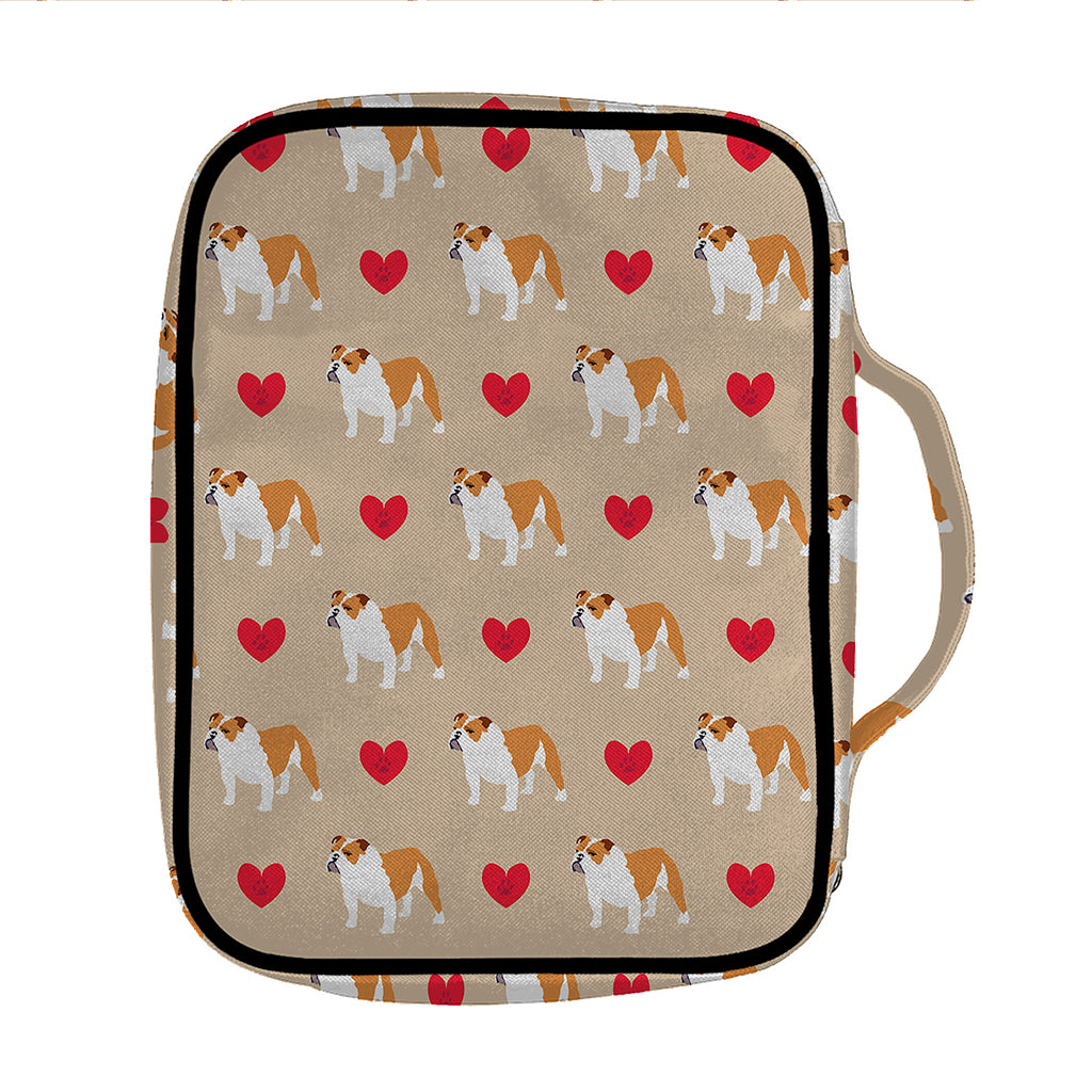 Love English Bulldog Pattern Print Front Pocket Bible Bag