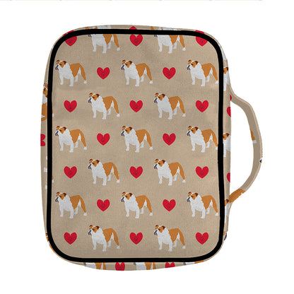 Love English Bulldog Pattern Print Front Pocket Bible Bag