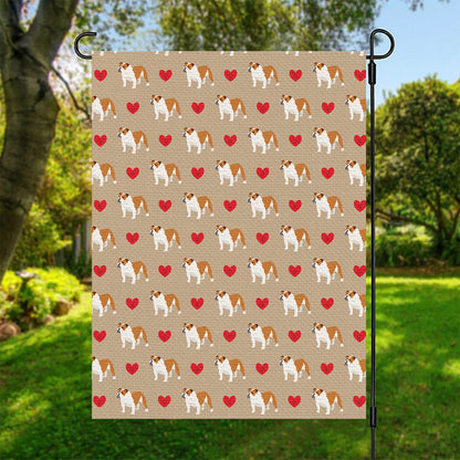 Love English Bulldog Pattern Print Garden Flag