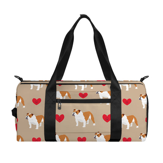Love English Bulldog Pattern Print Gym Bag