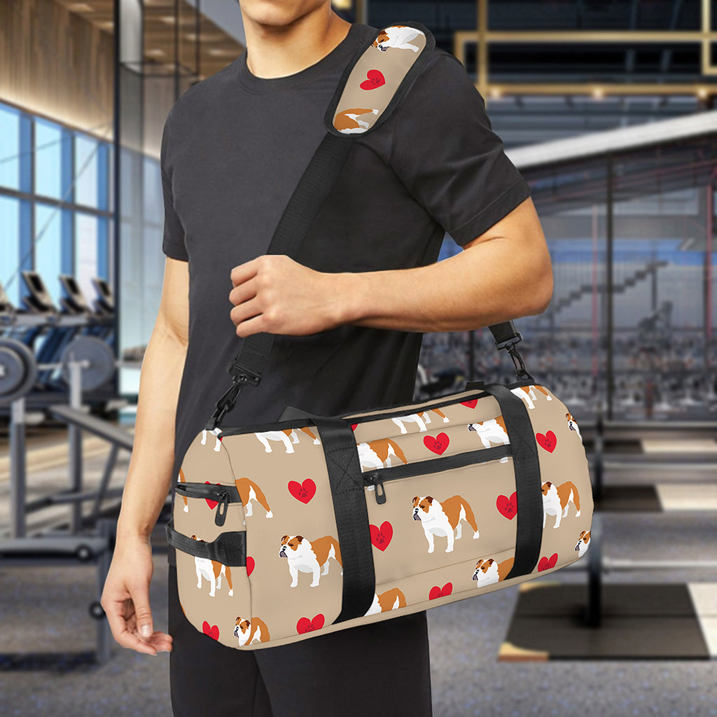Love English Bulldog Pattern Print Gym Bag
