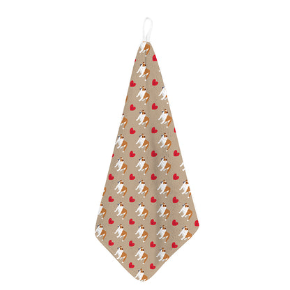 Love English Bulldog Pattern Print Hand Towel