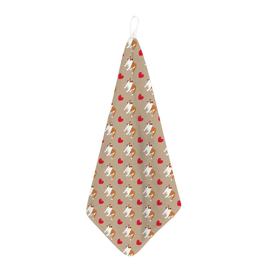 Love English Bulldog Pattern Print Hand Towel