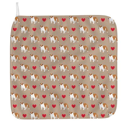 Love English Bulldog Pattern Print Hand Towel