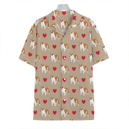 Love English Bulldog Pattern Print Hawaiian Shirt