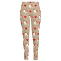 Love English Bulldog Pattern Print High-Waisted Pocket Leggings