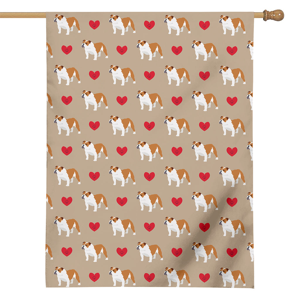 Love English Bulldog Pattern Print House Flag
