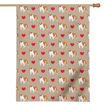 Love English Bulldog Pattern Print House Flag