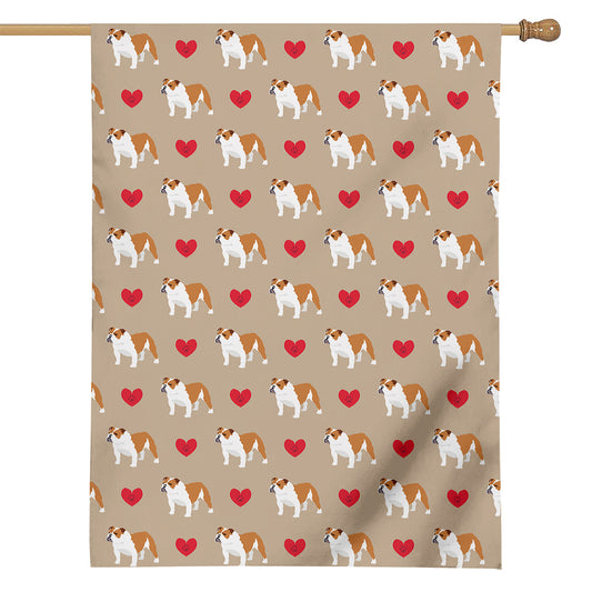 Love English Bulldog Pattern Print House Flag
