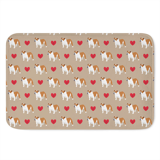 Love English Bulldog Pattern Print Indoor Door Mat
