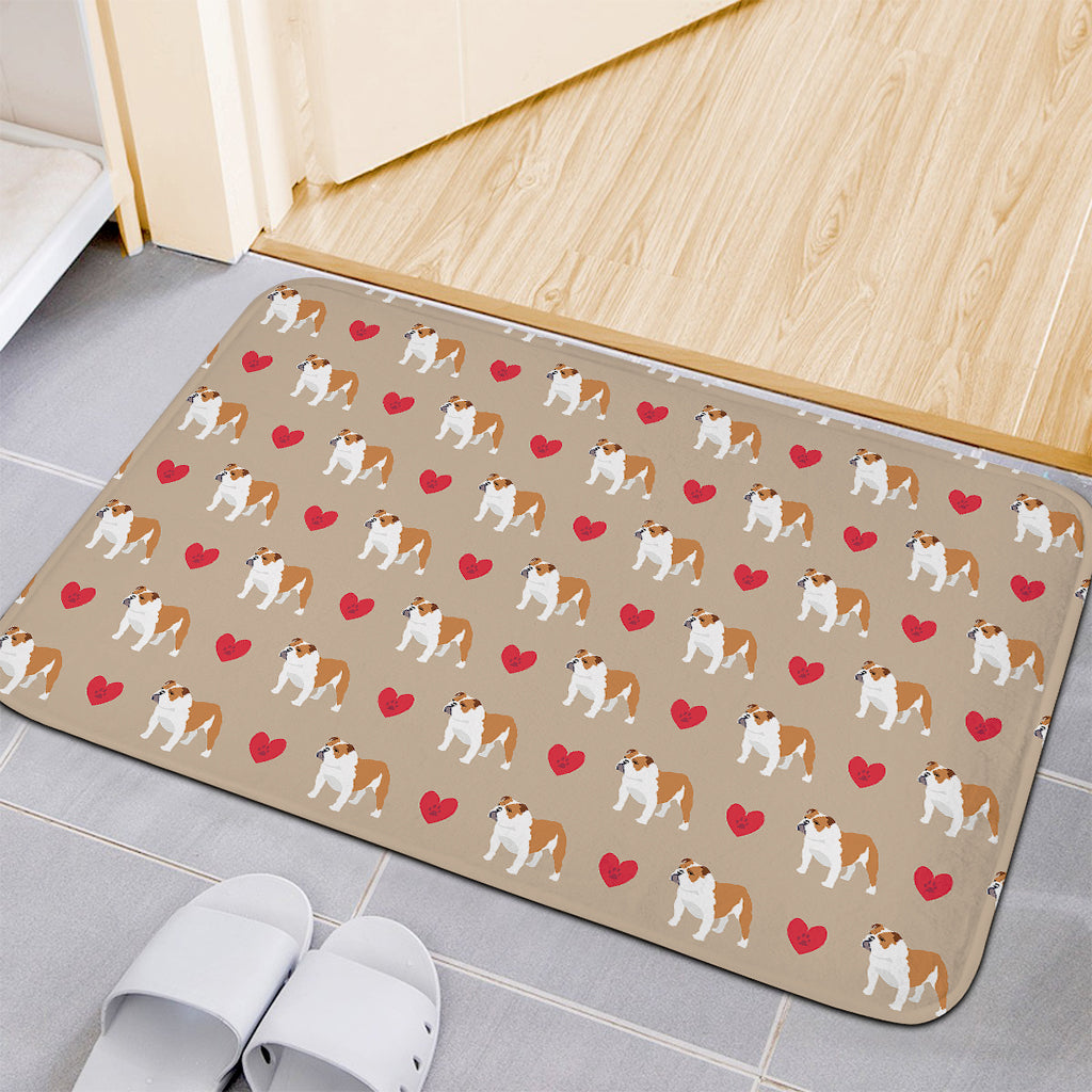 Love English Bulldog Pattern Print Indoor Door Mat