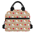 Love English Bulldog Pattern Print Insulated Lunch Bag
