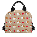 Love English Bulldog Pattern Print Insulated Lunch Bag