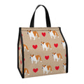 Love English Bulldog Pattern Print Insulated Lunch Tote