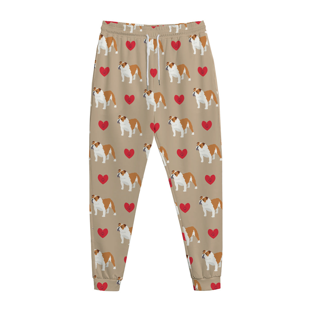 Love English Bulldog Pattern Print Jogger Pants