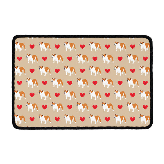 Love English Bulldog Pattern Print Kitchen Mat