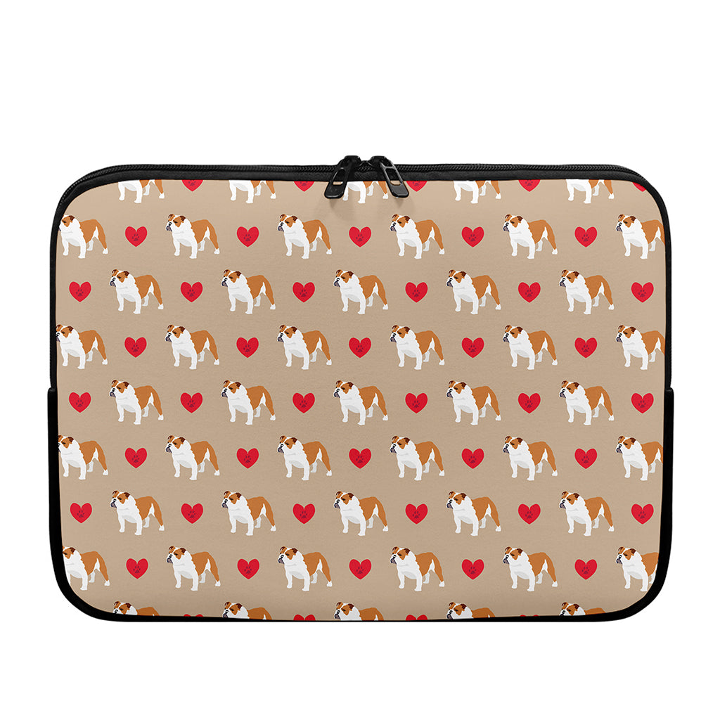 Love English Bulldog Pattern Print Laptop Sleeve