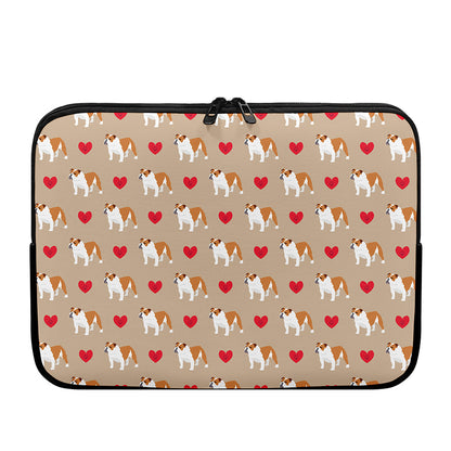 Love English Bulldog Pattern Print Laptop Sleeve
