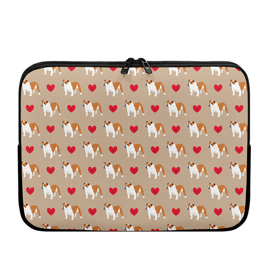 Love English Bulldog Pattern Print Laptop Sleeve