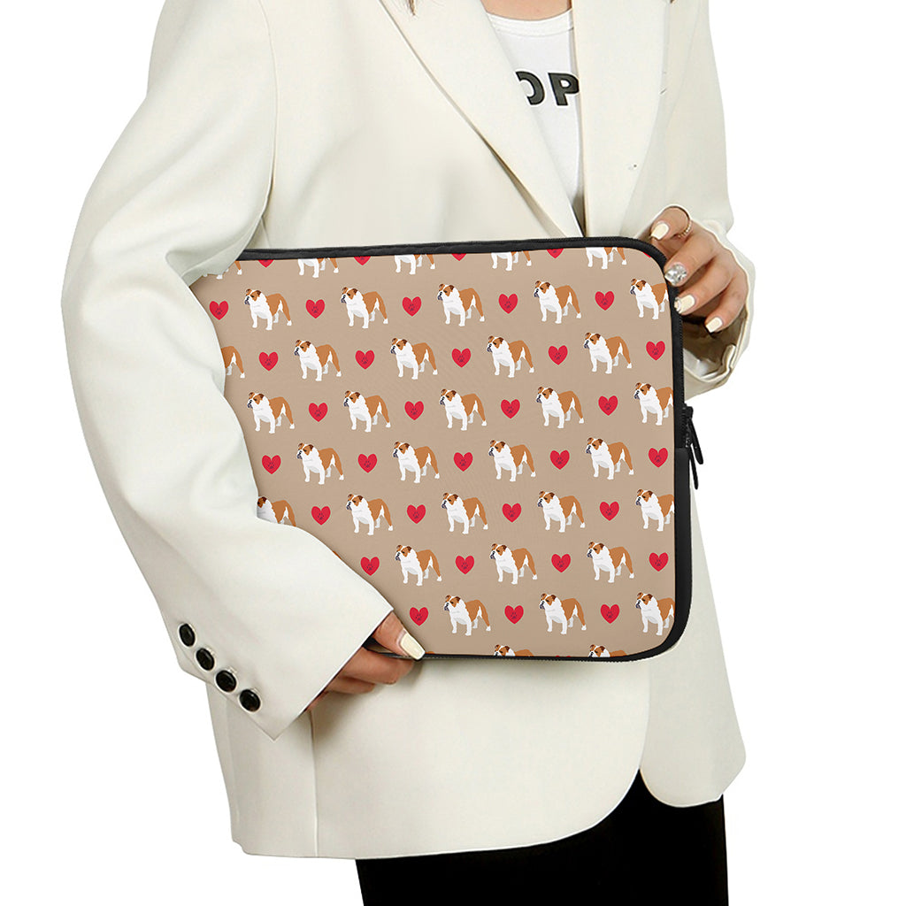 Love English Bulldog Pattern Print Laptop Sleeve