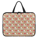 Love English Bulldog Pattern Print Laptop Sleeve With Handle