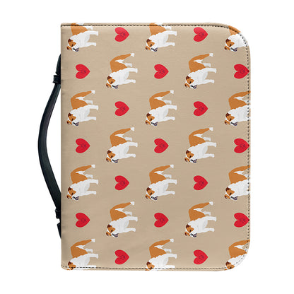Love English Bulldog Pattern Print Leather Bible Cover