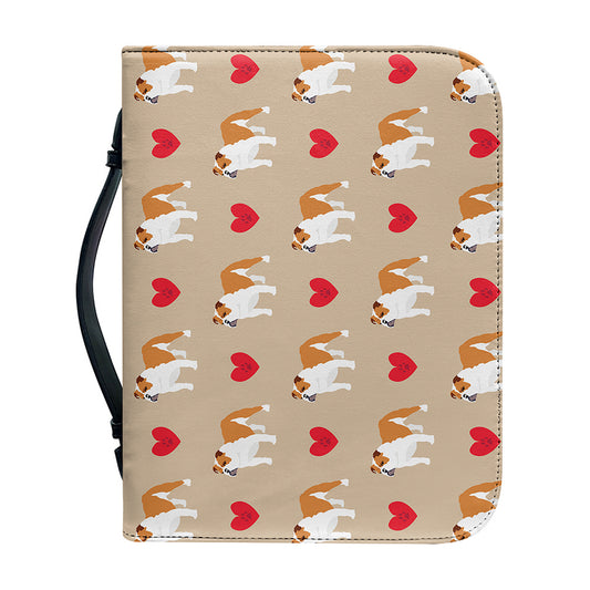 Love English Bulldog Pattern Print Leather Bible Cover