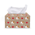 Love English Bulldog Pattern Print Leather Tissue Box Cover