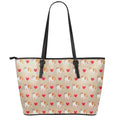 Love English Bulldog Pattern Print Leather Tote Bag With Zipper