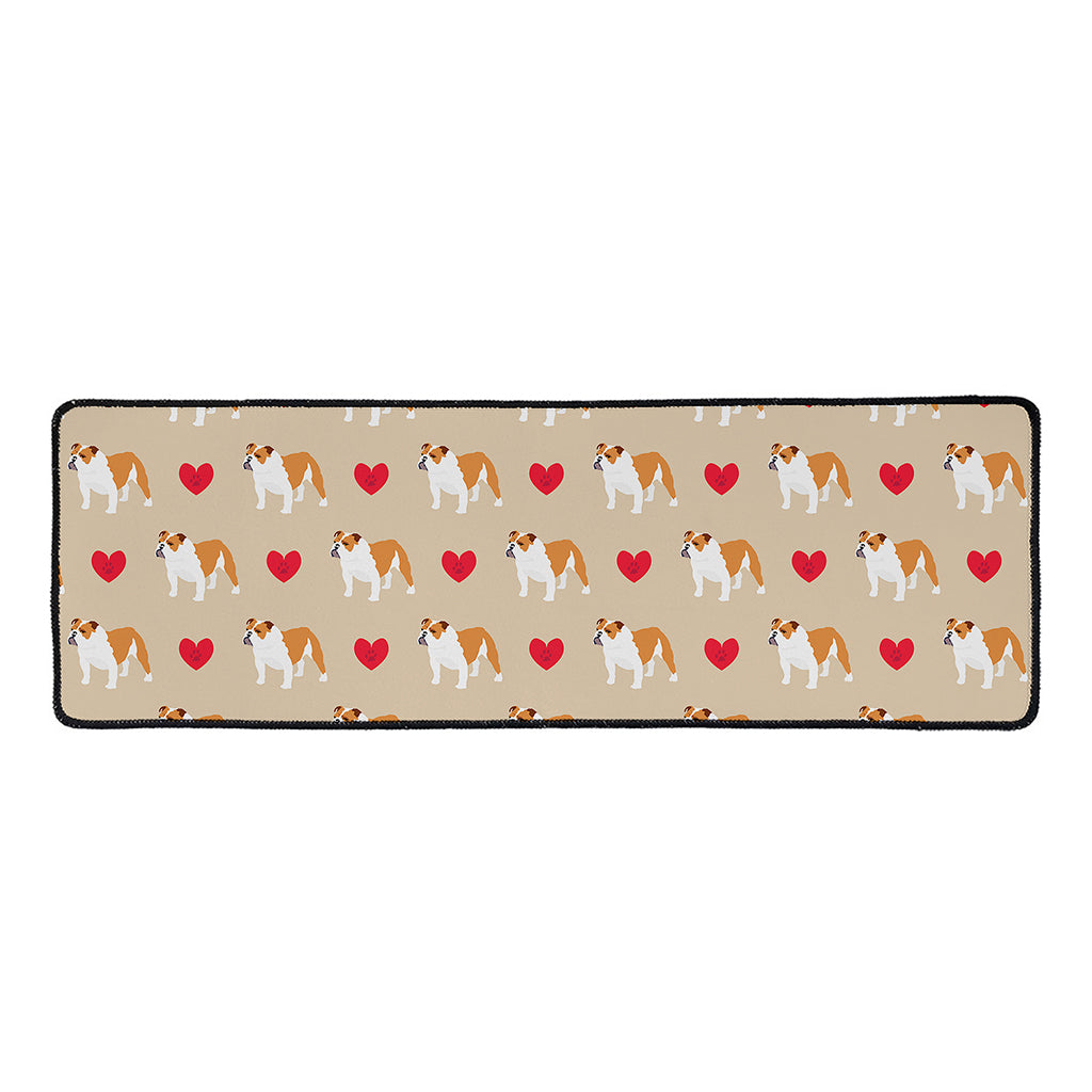 Love English Bulldog Pattern Print Long Kitchen Mat